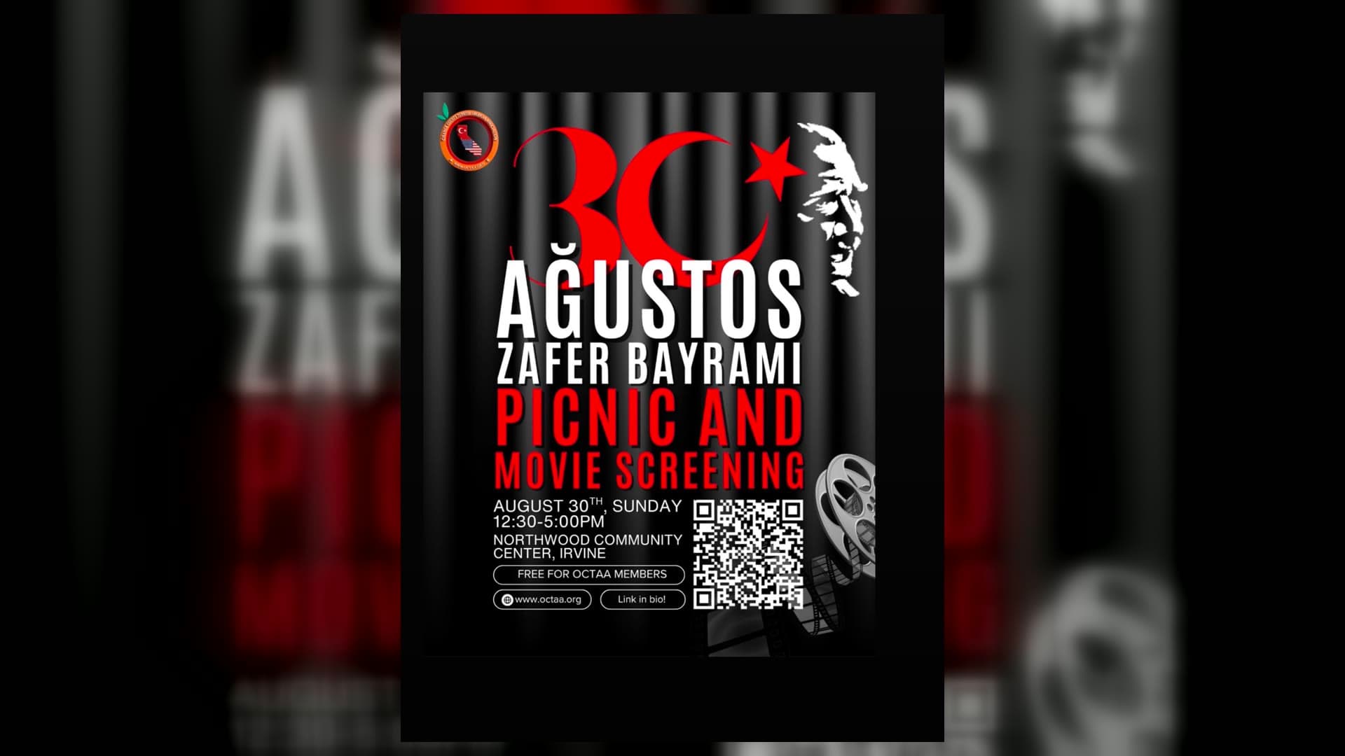 OCTAA Victory Day picnic and Ataturk movie screening flyer