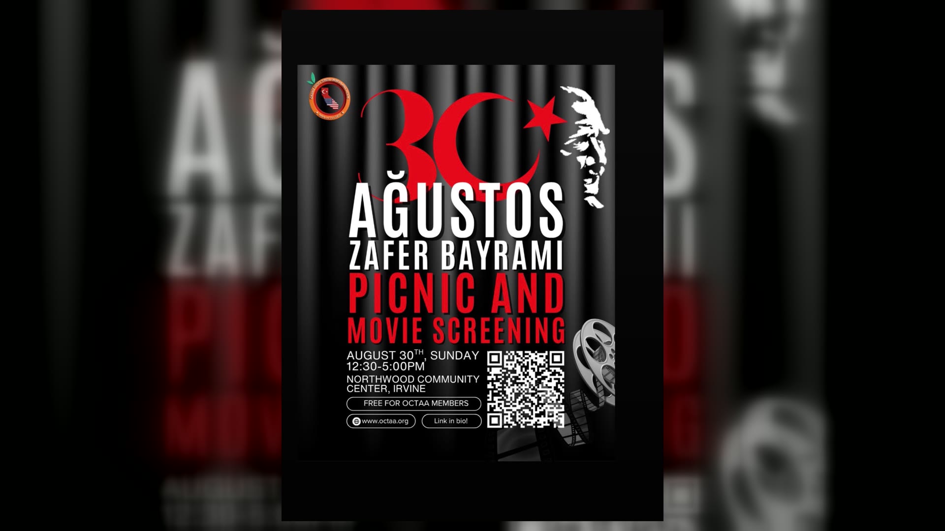 OCTAA Victory Day picnic and Ataturk movie screening flyer